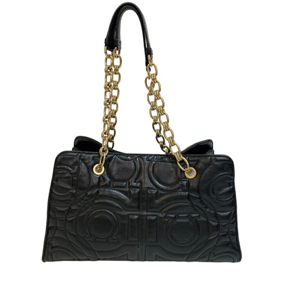 Salvatore Ferragamo quilted chain handbag, Gancini black, for women - Picture 2 of 15